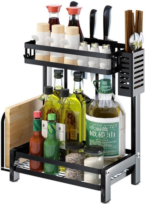 2-Tier Kitchen Freestanding Spice Rack and Utensil Organizer
