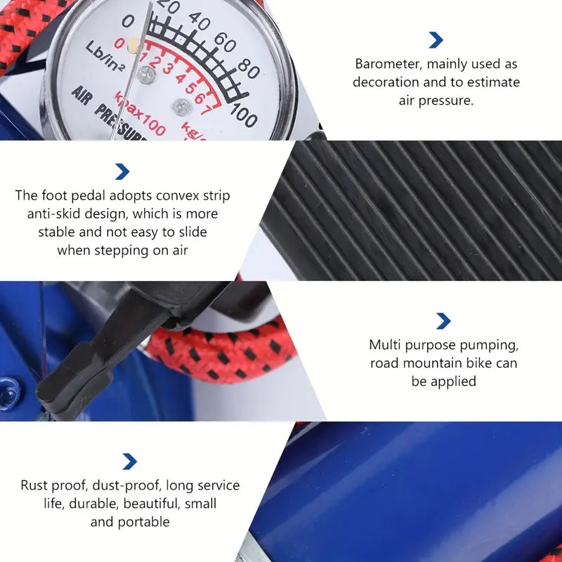 Manual High-Pressure Pedal Bike Pump