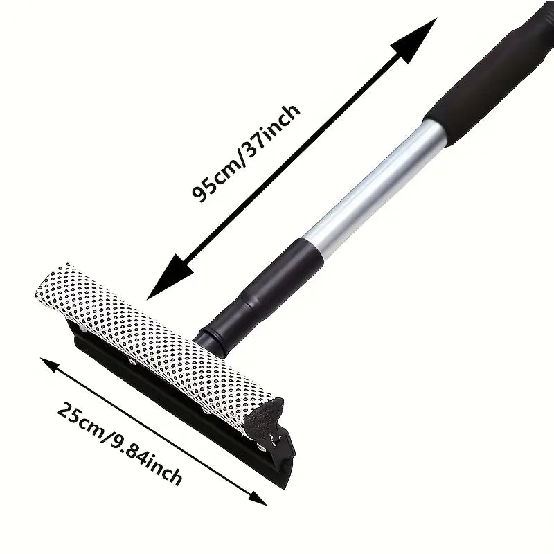 1 pc Double-sided Glass Wiper with Extended Handle Detachable Double-sided Glass Cleaner