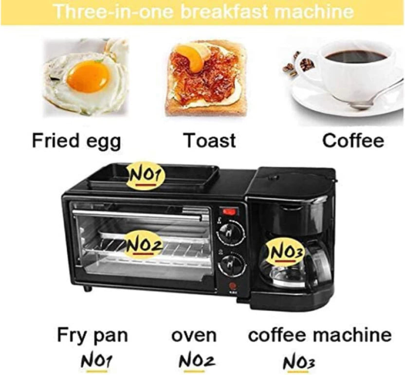 3 in 1 Multifunctional Breakfast Maker with Oven, Coffee Maker & Fryer