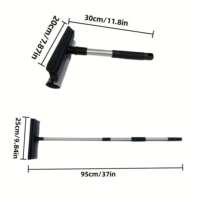 1 pc Double-sided Glass Wiper with Extended Handle Detachable Double-sided Glass Cleaner